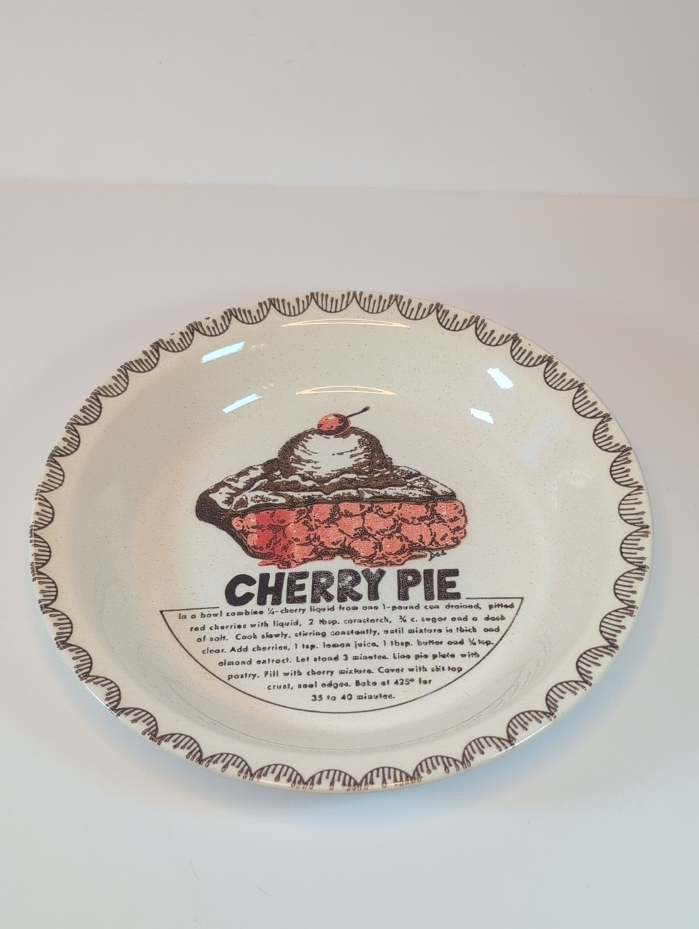 Cherry Pie Vintage Ceramic Recipe Plate